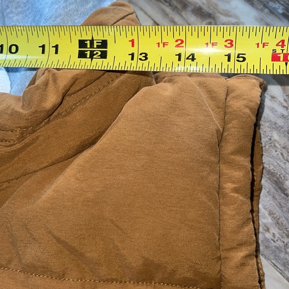 Quilted Puffy Vest removable hood Fall Autumn mustard brown estimate X large - Picture 3 of 9